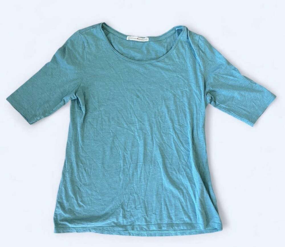 Peruvian connections Pima cotton short sleeve scoop neck tee  Turquoise blue S